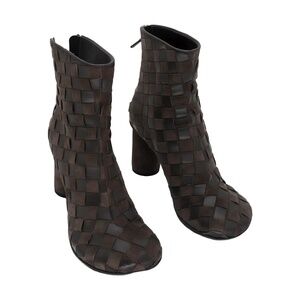 Bottega Veneta Brown Fondant Intrecciato Leather Boots Size 8M Broken Zipper